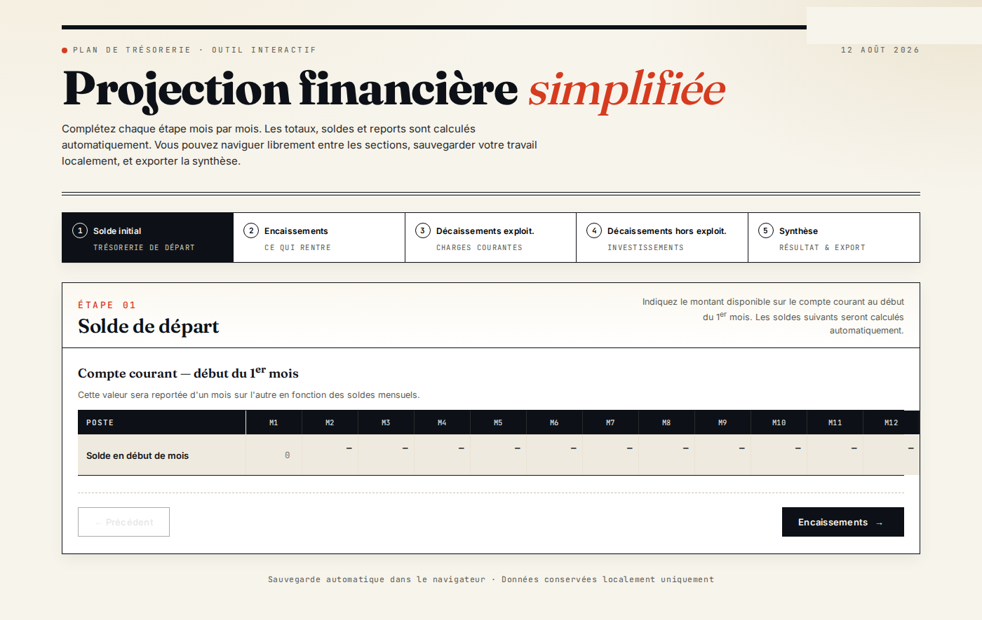 Le client voit sa tresorerie projetee
